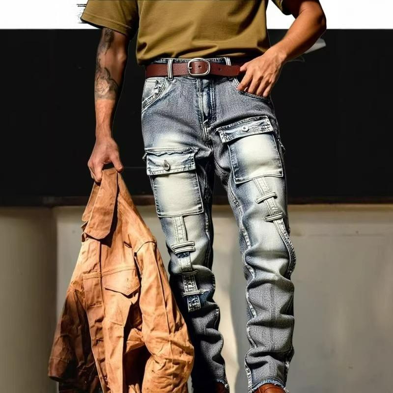 Streetwear Brand America - メンズ ダメージ加工 ウォッシュ加工 ハイストリート ストリートウェアブランド レトロ