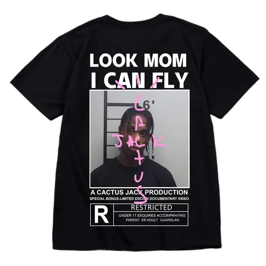 Cactus Jack Tee - 男性と女性のためのサボテンジャックコットンTシャツ,半袖トップス,ママのファッション,私は胸を飛んでいることができる,ユーモラスなヒップホップ,高品質,特別オファー
