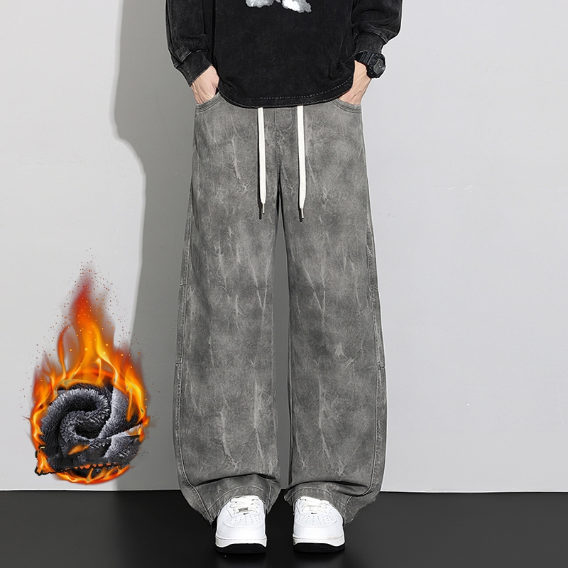 Streetwear Clothing Brands - 2026 メンズルーズコットンパンツファッションブランド衣類男性ストレートカジュアルフリースパンツプリントヴィンテージストリートウェア暖かいパンツ