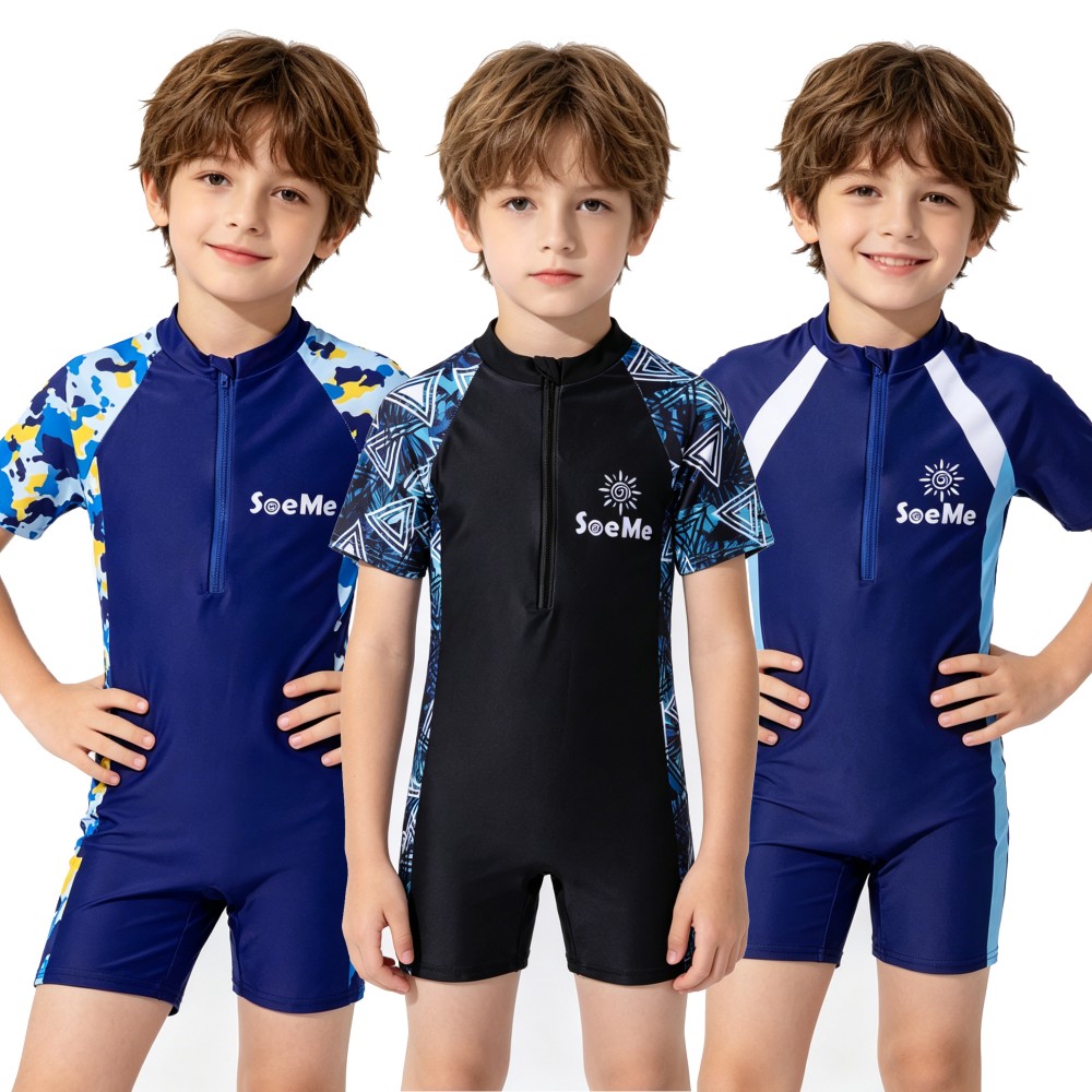 ボーイズネイビー迷彩プリントワンピース水着半袖ジッパーラッシ - A Bathing Ape Camo のレビューと価格
