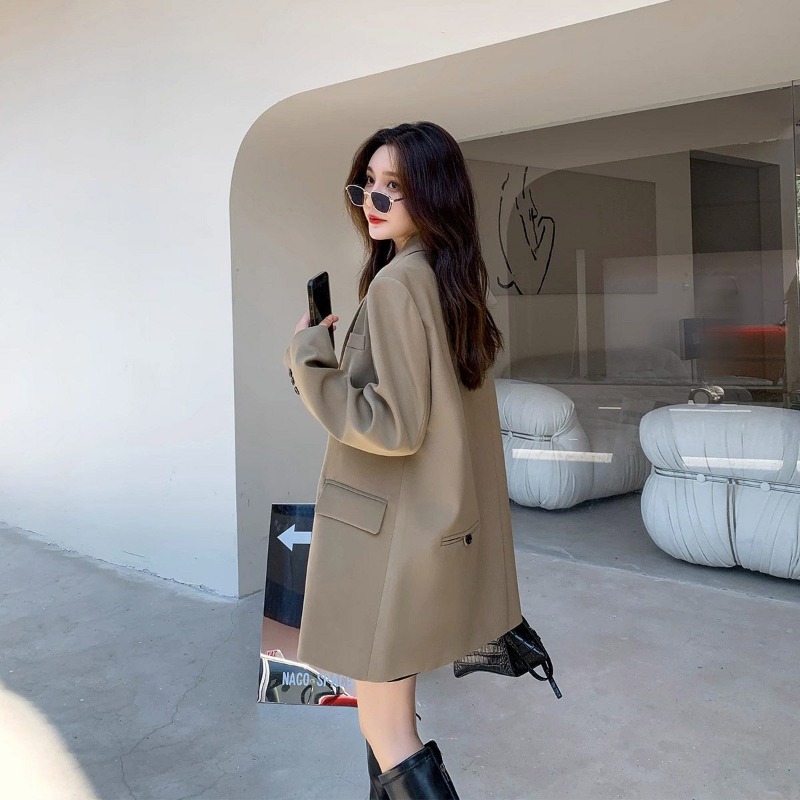 女性の長袖黒のブレザー,韓国のシックなスーツ,ルーズフィット - Streetwear Clothing Brands のレビューと価格