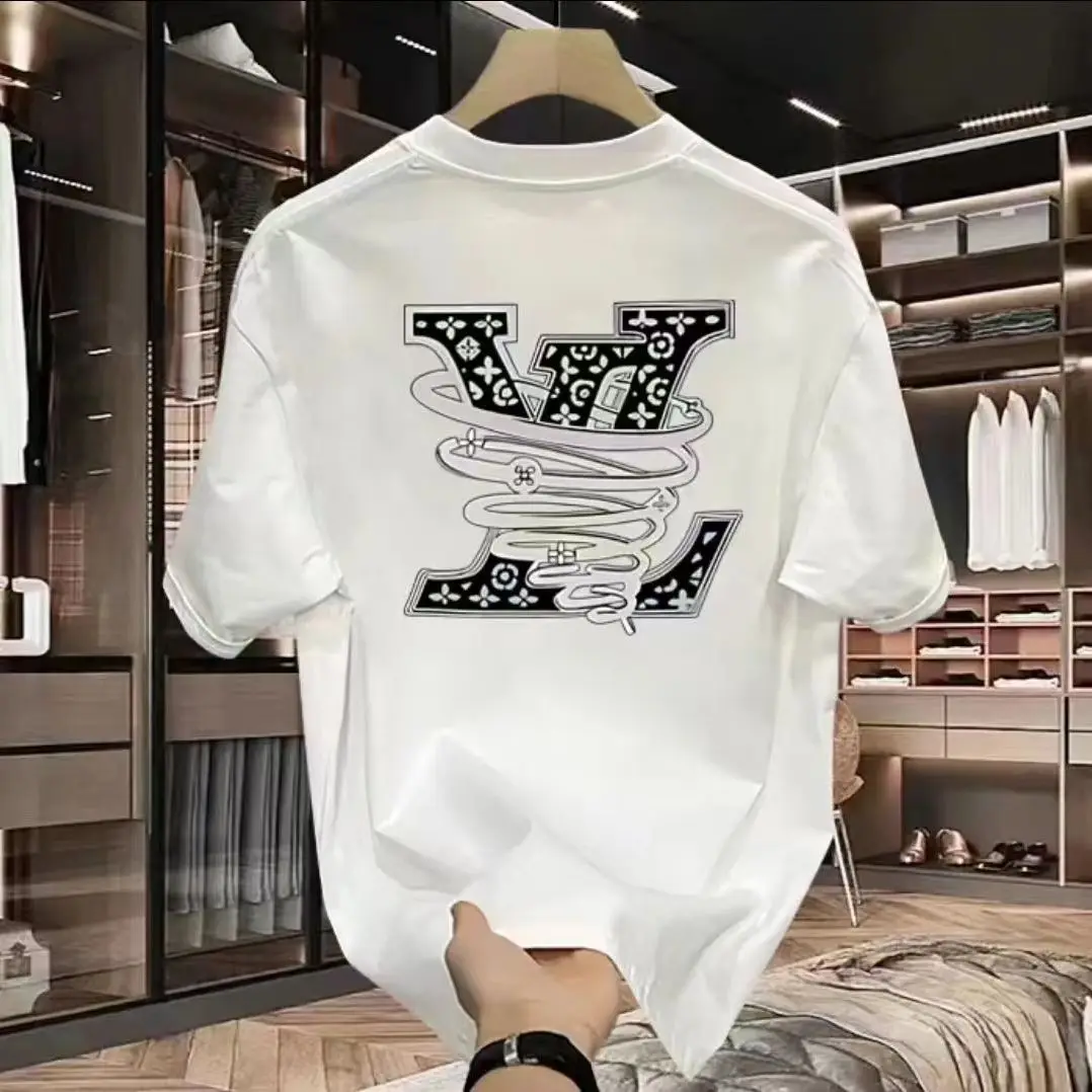 100%純綿メンズ高級ブランドレタープリントTシャツ、半袖T - Streetwear Clothing Brands のレビューと価格